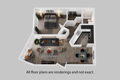 Floor plan for 1 bed, 1 bath, 750 sqft